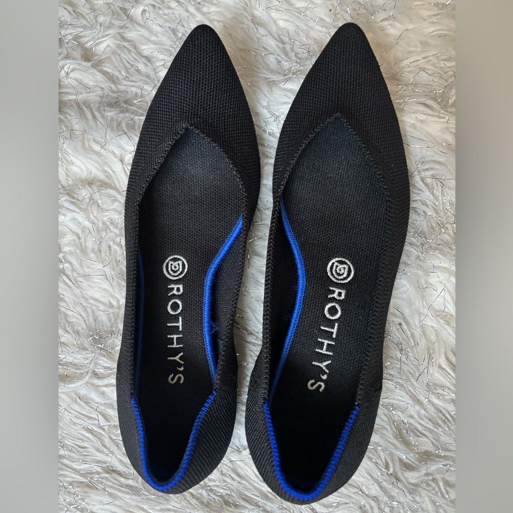 Rothy's Black and Blue Women's Classic Pointed-Toe Flats Shoes Size W9